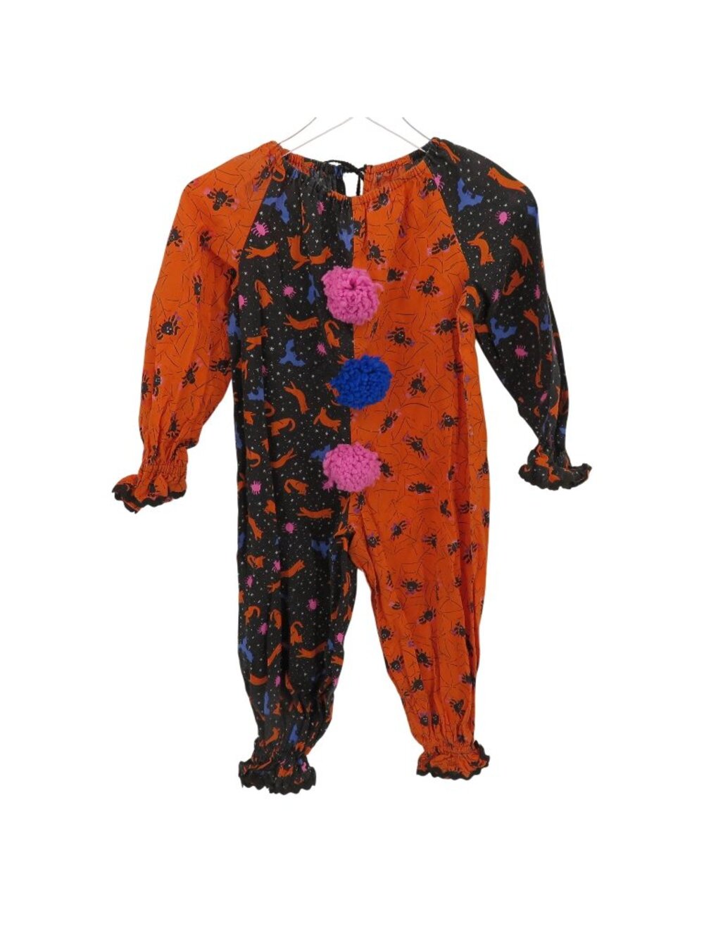 Handmade Children Size Clown Costume One Piece Black Orange Spider Web Bat Cat